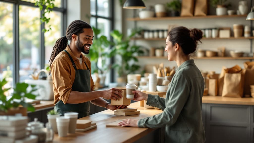 Sustainable packaging products arranged for a small business